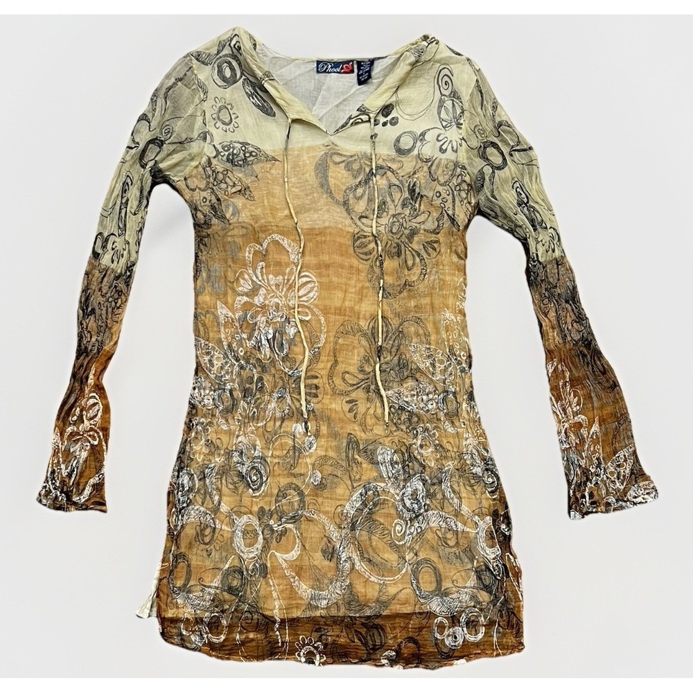 Vintage Y2K Phool Crinkle Top, Lined, Hippie, Cottage Core, Women's Smal